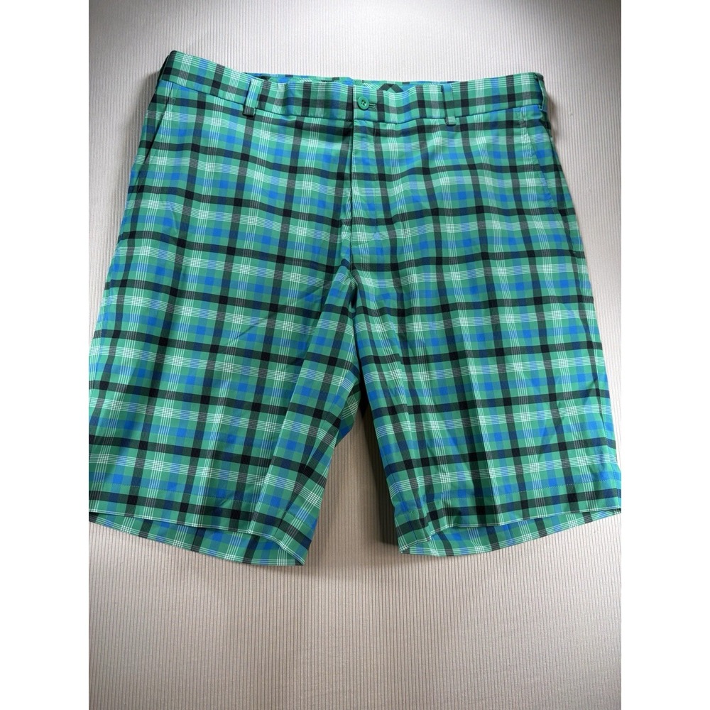 Nike Dri-Fit Standard Fit Lightweight Golf Shorts Mens Size 38 Green Blue Plaid